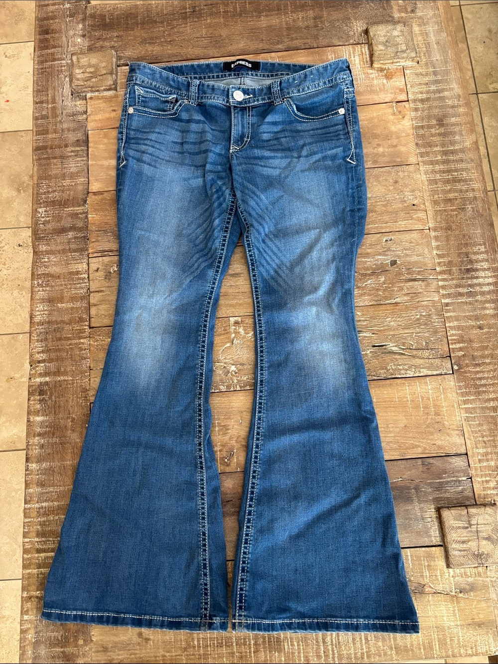 Express Bell Flare Low Rise Stretch Jeans